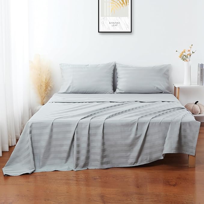 Flat Sheet Only Twin Size, 400 TC 100% Egyptian Cotton Flat Sheet Striped - Image 3