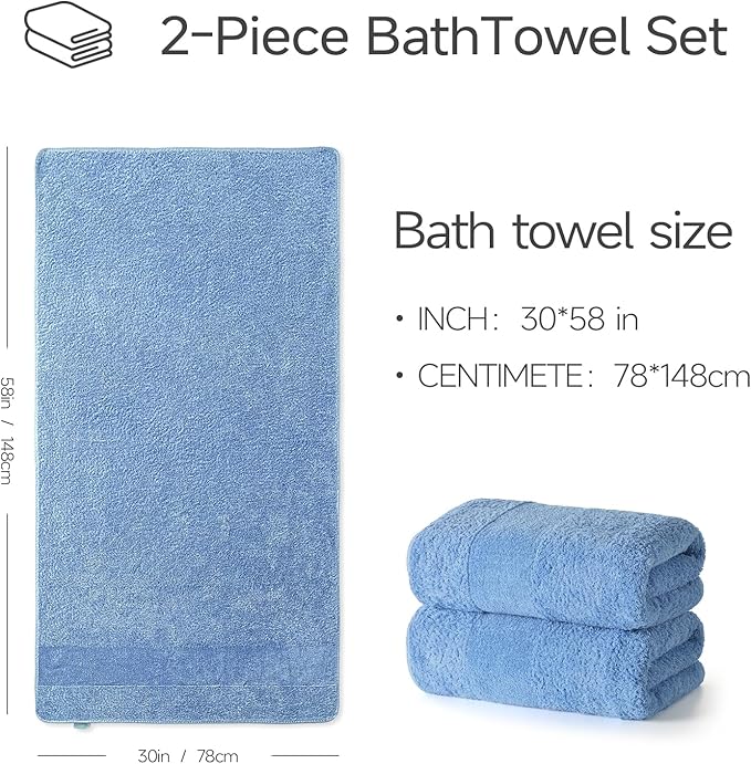 REDKISS Towels 2 Pack Luxury Extra Large Bath Towels Set 30 x 58 Inches – 100% - Image 2