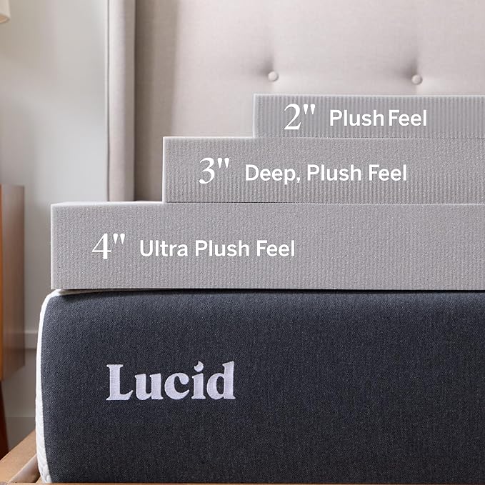 Lucid 3 Inch Bamboo Charcoal Infused Memory Foam Mattress Topper - Image 3