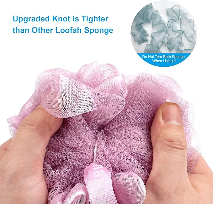 AmazerBath Shower Sponge Loofah Back Scrubber, PE Soft Mesh Loofah Body Scrubber - Image 2