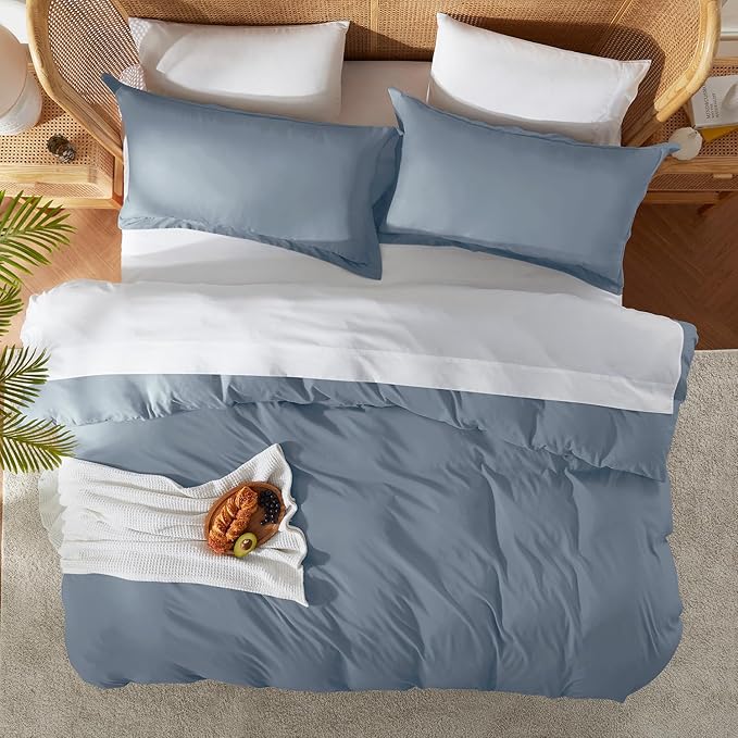 Nestl Stone Blue California King Duvet Cover Sets - Image 5