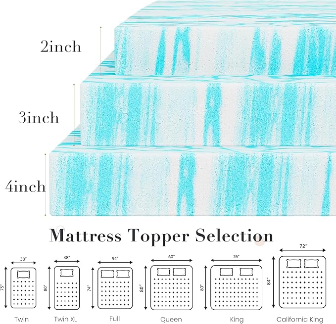 OLIXIS Gel Memory Foam Mattress Topper, Twin 2 Inch, Cooling Gel Infused Soft - Image 4