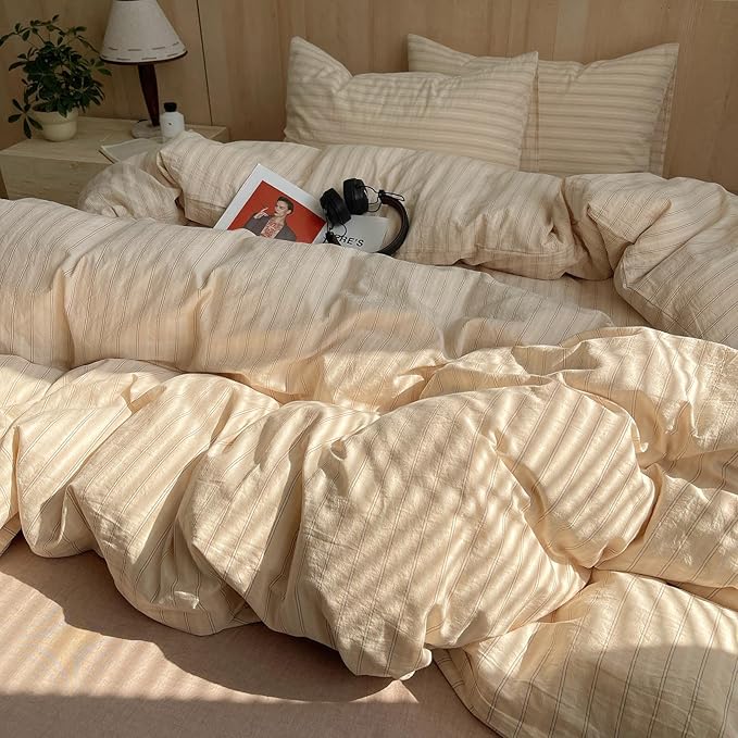 mixinni Retro Striped Duvet Cover Set Twin Size - Image 3