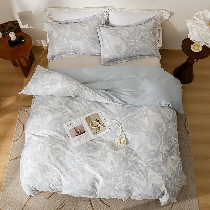 OAITE Duvet Cover Set Twin Size Floral Pattern Ultra Soft 100% Cotton Duvet - Image 3