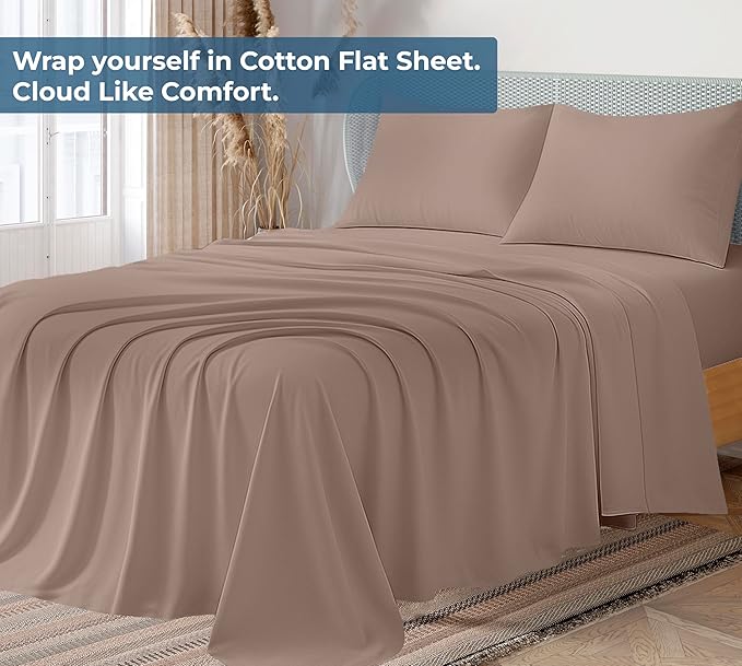 Royale Linens 100% Organic Cotton Twin XL Flat Sheet Only - Image 2