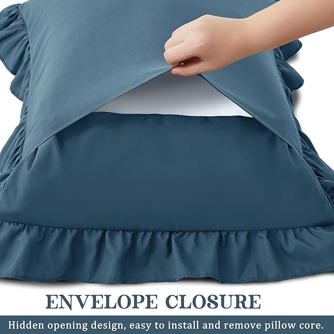 KKJIAF Ruffle Pillow Cases King Size Set of 2, Ruffled Pillow Covers - Image 5