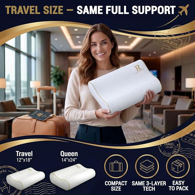2-Pack Travel Memory Foam Pillow, Cervical - Image 3