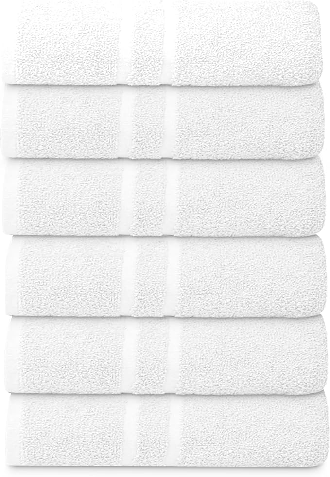 Basic Medium Bath Towels 24x48 Inches – Pack of 6 – White Color – Soft and - Image 2