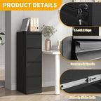 Reegangfa 4 Drawer File Cabinet with Lock, 18" D Metal Vertical Filing Cabinets, Steel File Storage Cabinets for Home Office, Hanging A4 Legal/Letter Size Narrow File Cabinet, Assembly Required