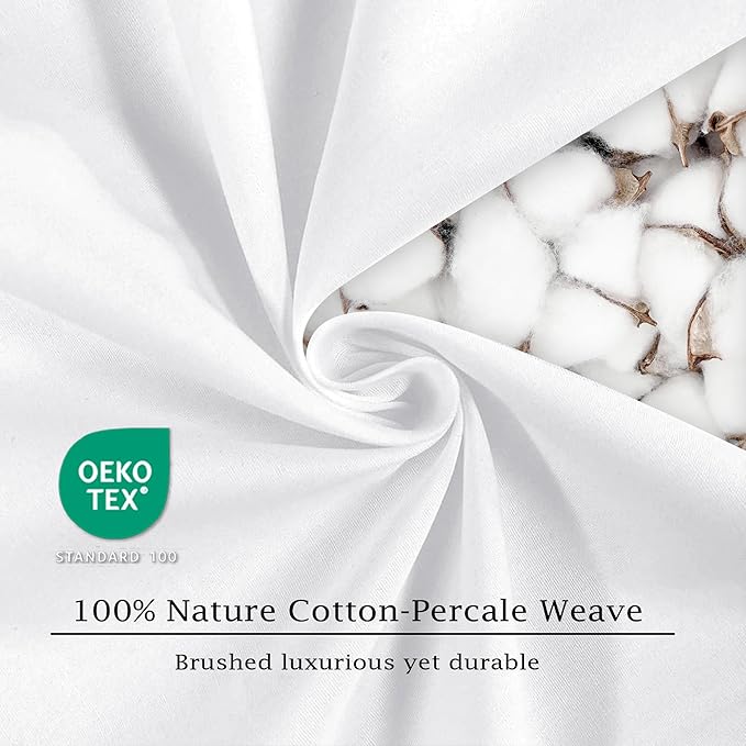 FreshCulture Pure Cotton Fitted Sheets Twin Size, 300 Thread Count Percale - Image 6