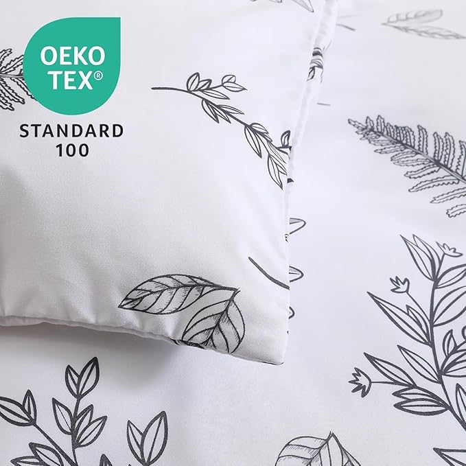 MUXHOMO Duvet Cover Queen Size, Reversible Floral White Duvet Cover Set - Image 4