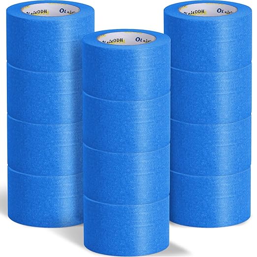12 Rolls Blue Painters Tape Bulk 3 inch x 60 Yards, Total 720 Yd, Painters Masking Tape No Residue Wall Painting Tape Artist Tape Trim Edge Finishing Tape for Wall Painting Decoration DIY Supplies