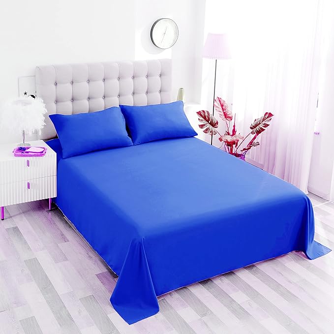 Sfoothome Royal Blue Flat Sheet, Ultra Soft and Comfortable Microfiber Top - Image 5
