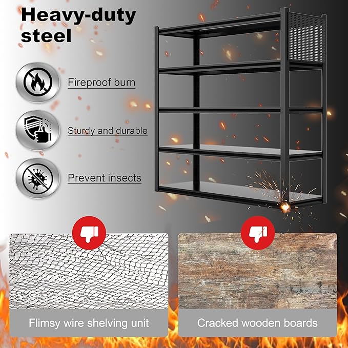 PLMFJQK 2 Sets Storage Shelves with Pegboard,59" W 24" D Heavy Duty Garage Shelving Units and Storage,Metal Shelving Adjustable Shelves,Garage Storage Rack,Industrial Utility Shelf Organization