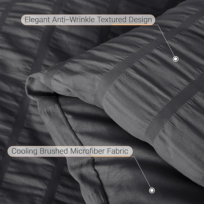 MUXHOMO 5 Pieces Twin Comforter Set, Seersucker Bed in a Bag Twin Size - Image 6