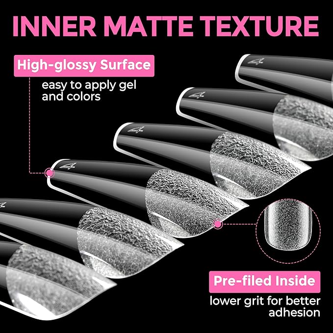 UNA GELLA Long Coffin Nail Tips: 216pcs Coffin Acrylic Fake Nails Full Cover - Image 7