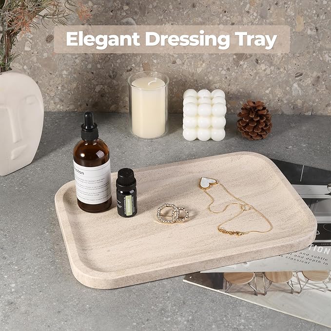 Karibiber Marble Vanity Tray, Bathroom Tray Countertop, Decorative Dresser - Image 4
