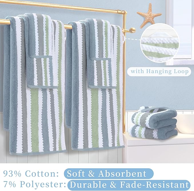 Waffle Washcloths for Bathroom, Striped Wash Cloths 6 Pack 13"x13" - Image 4