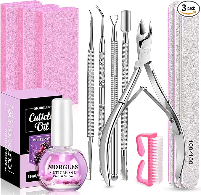 MORGLES Nail Care Kit, Manicure and Pedicure Tools Kit, 3 Nail File 100/180 by Morgles