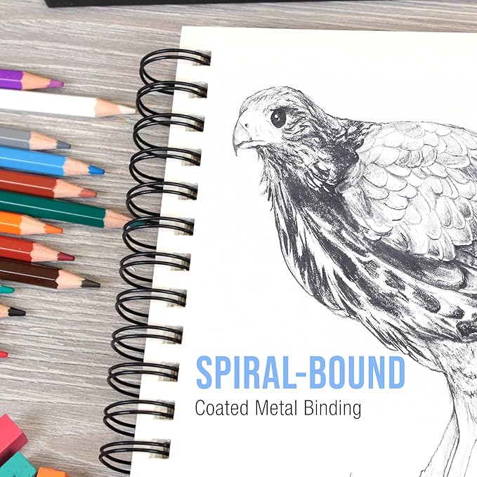 U.S. Art Supply 8.5" x 11" Premium Hardbound Sketch Book, 2 Pack, 80 Sheets Each, 70 lb (110gsm) - Hardcover Spiral Bound Artist Field, Small Sketch Pad, Acid-Free Drawing Pad - Adults, Students