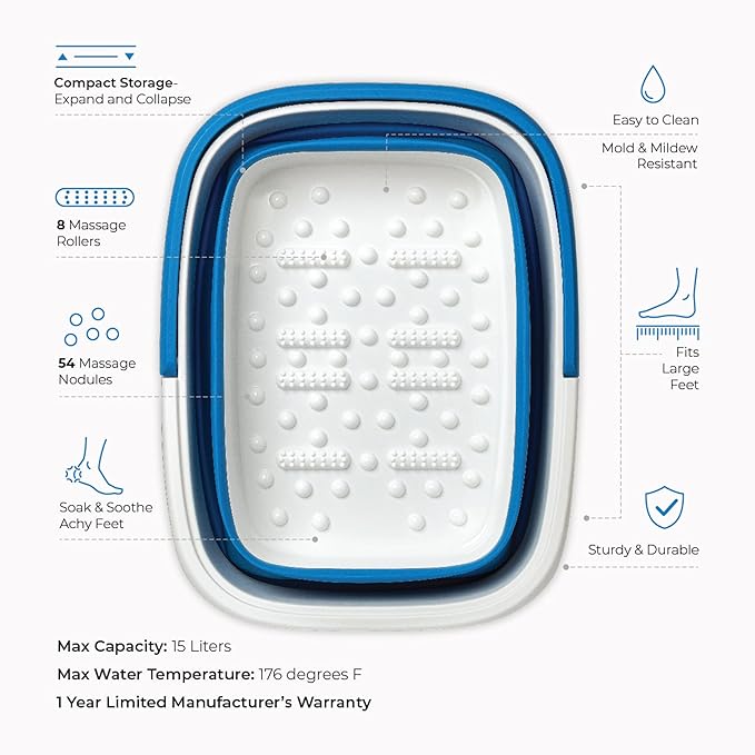 Mantello Collapsible Foot Bath Foot Soaking Tub | Portable Foot Spa Pedicure - Image 4