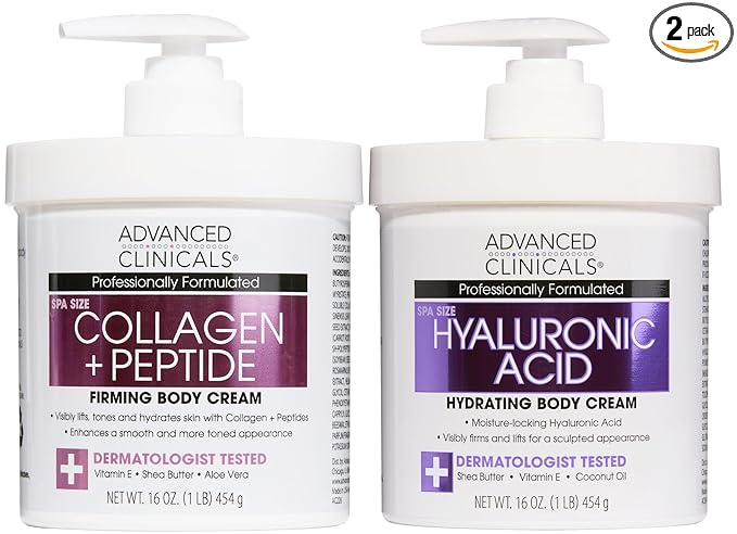 Advanced Clinicals Collagen Peptides Body Lotion + Hyaluronic Acid Moisturizer by AdvancedClinicals