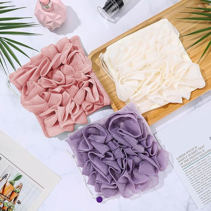 6 Pcs Washcloth Loofah Combo, 2 in 1 Bath Loofah Sponge - Image 3