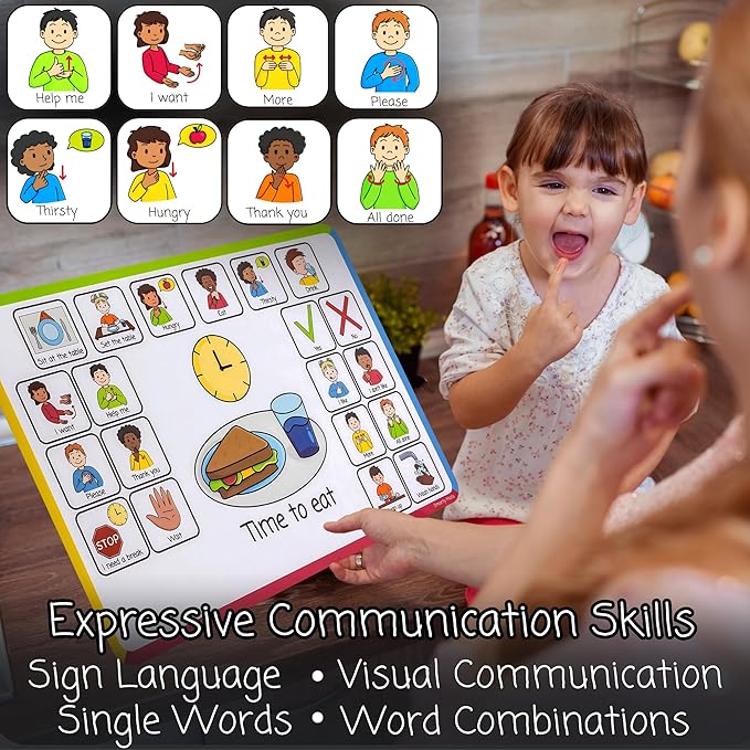 Speech Therapy Placemats for Autism & Non-Verbal Kids (6 Pack) – Visual Communication Boards, ABA Therapy Tools, Toddler Speech Delay Aids – Smarty Mats Waterproof Wipe-Clean Mealtime Mats