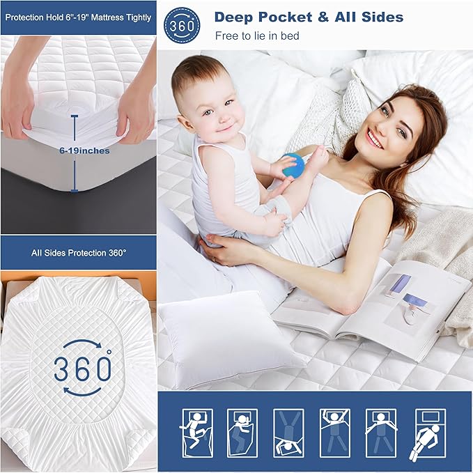 GRT Waterproof Mattress Pad Full, 100% Waterproof Quilted Fitted Mattress - Image 5