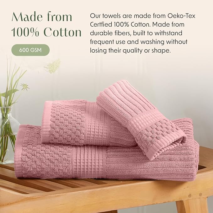 Springtree Home 100% Cotton Bath Towel Set of 4 | Super Soft & Absorbent - Image 4