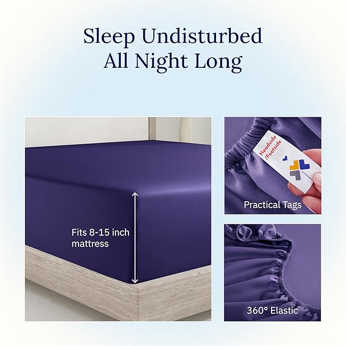 California Design Den Twin XL Fitted Sheet Only, Soft 400 Thread Count - Image 5