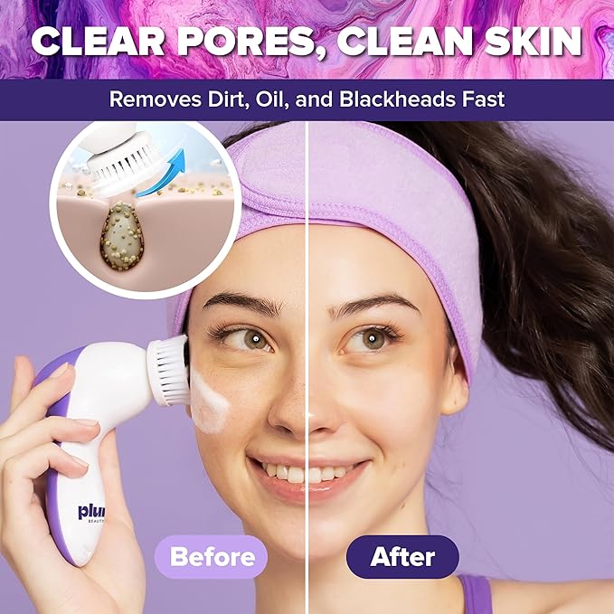 Face Scrubber Electric Facial Cleansing Brush Rechargeable, Rotating Scrubber - Image 2