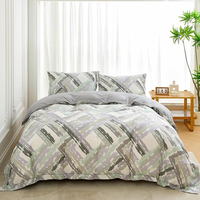 OAITE Duvet Cover Set Queen Size Floral Pattern Ultra Soft 100% Cotton Duvet by OAITE