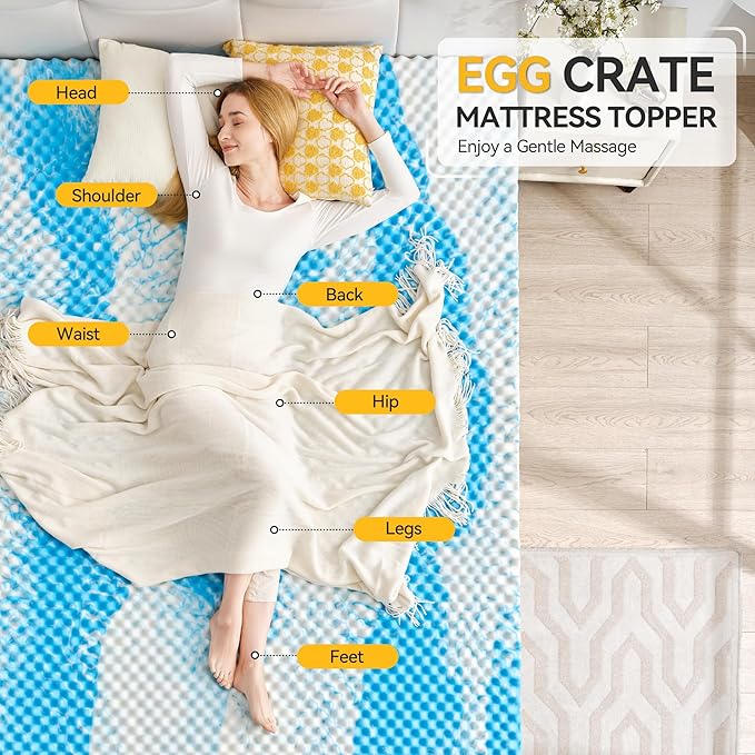 SINWEEK 2 Inch Egg Crate Memory Foam Mattress Topper Twin XL, Twin Extra Long - Image 2