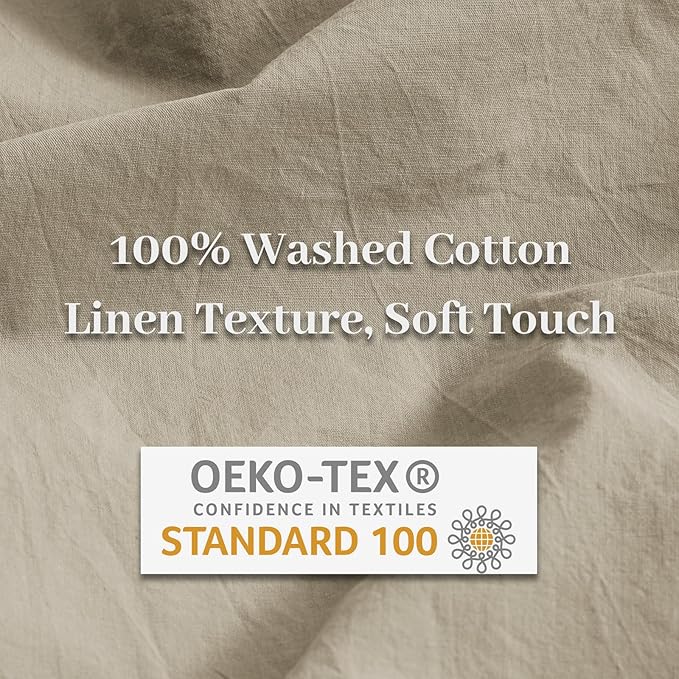 NEXHOME PRO Duvet Cover Set Oversized Queen 92"x98" Linen Feel Textured Organic - Image 6