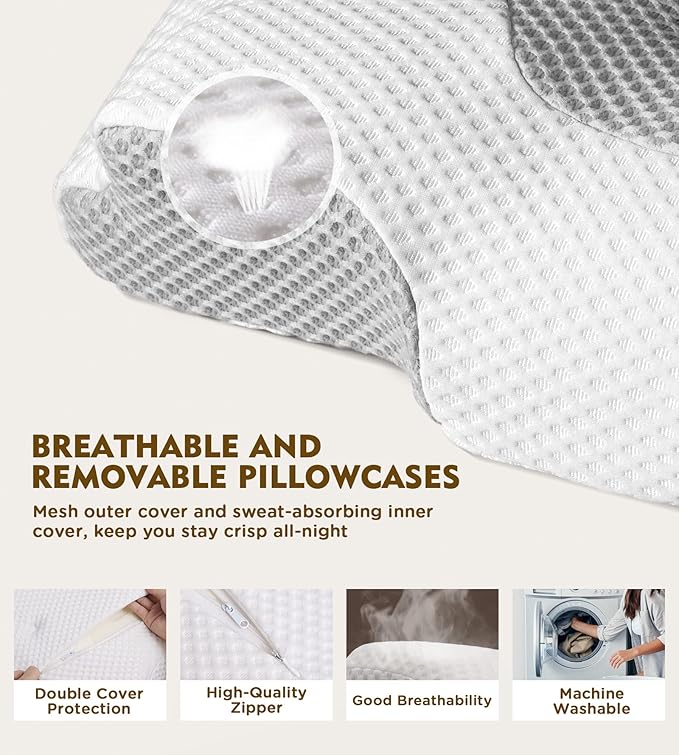 Osteo Cervical Pillow for Neck Pain Relief, Hollow Design Odorless Memory Foam - Image 6
