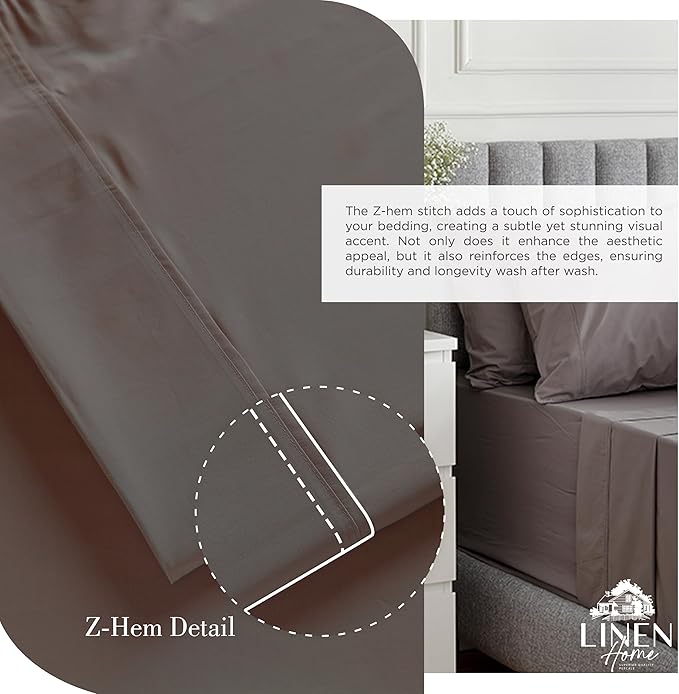 Linen Home 100% Cotton Percale Sheets California King Size, Deep Pocket - Image 3