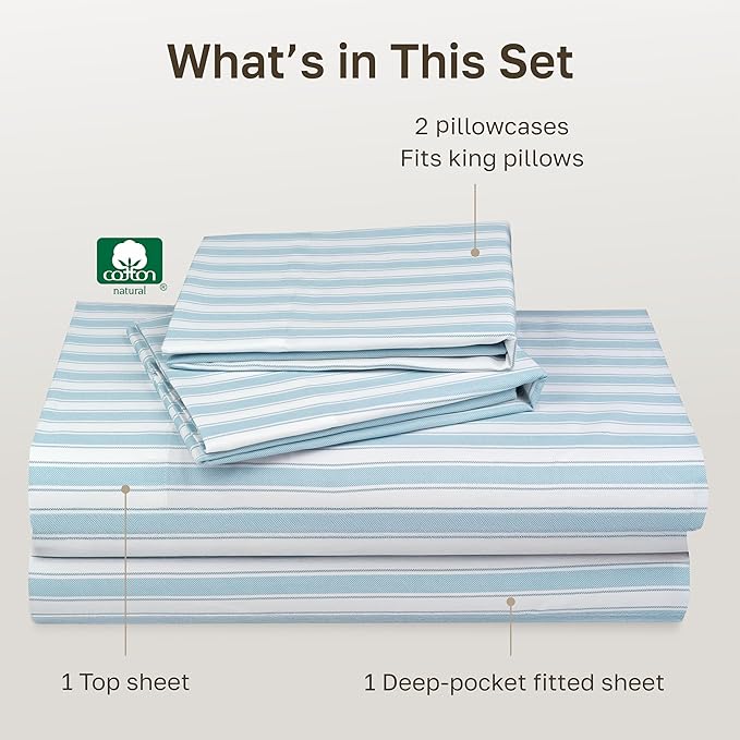 California Design Den Soft 100% Cotton Sheets Cal King Size Set, 400 TC Good - Image 4