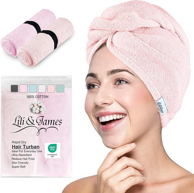 Cotton Hair Towel Wrap for Women/Kids | Quick Dry, Soft & Absorbent 420 GSM by LiliJames