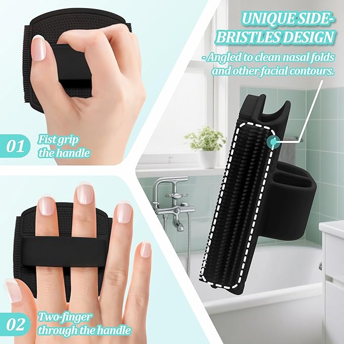 Silicone Body & Face Scrubber Set, 360° Anti-Slip & Hand-fit Silicone Shower - Image 3
