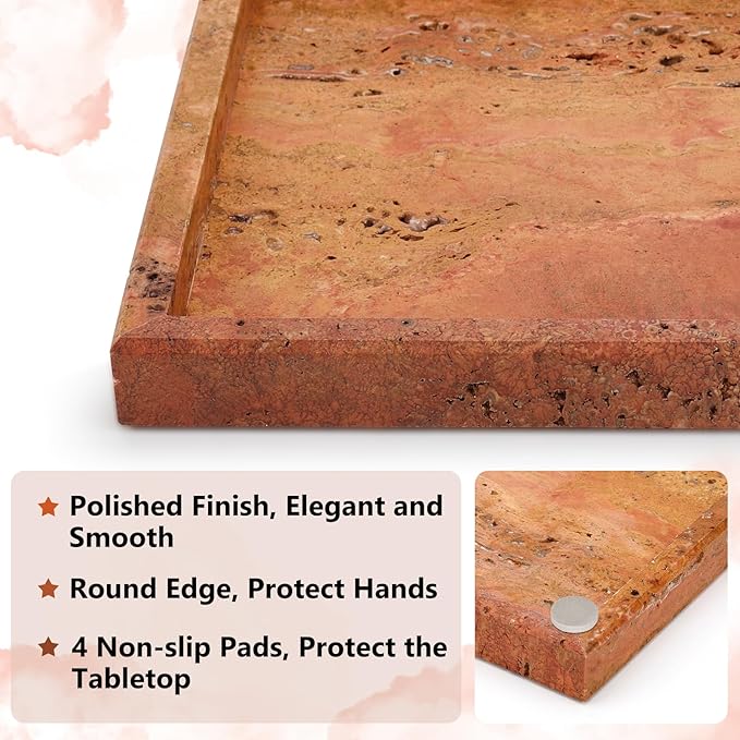Real Natural Marble Tray for Bathroom, Kitchen and Desktop, Rectangle Genuine - Image 3