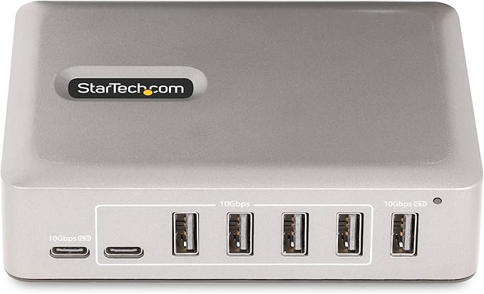 StarTech.com 7-Port USB-C Hub - 5X USB-A/2x USB-C - Self-Powered w/65W Power Supply - USB 3.1 10Gbps - Desktop/Laptop USB Hub w/3ft USB-IF Certified Locking Cable - USB C Splitter, TAA