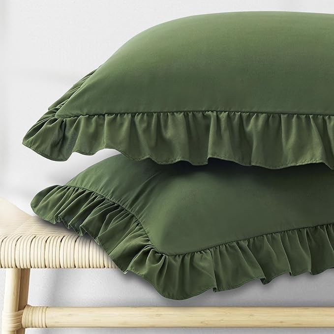 KKJIAF Ruffle Pillow Cases King Size Set of 2, Ruffled Pillow Covers by KKJIAF