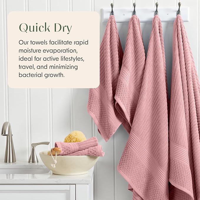 Springtree Home 100% Cotton Bath Towel Set of 4 | Super Soft & Absorbent - Image 3
