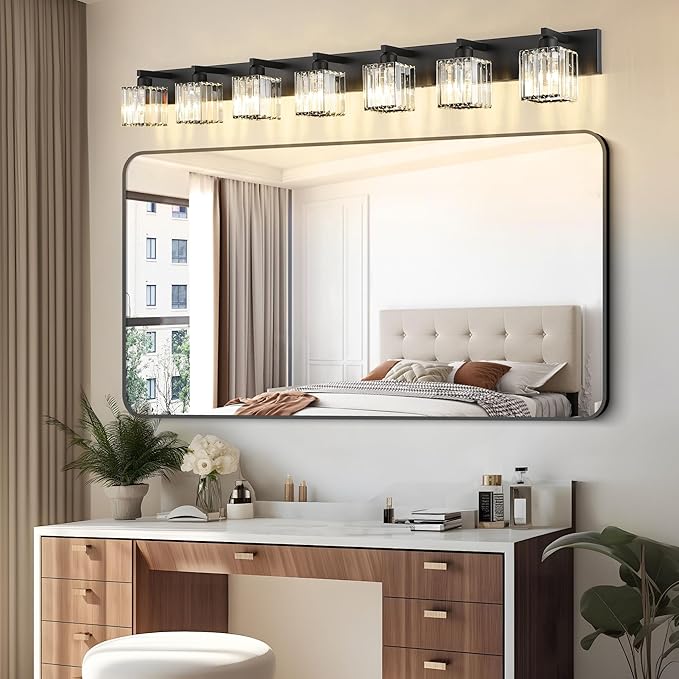 Aipsun Black Vanity Light Crystal Bathroom Lighting Fixtures Modern Bathroom - Image 8