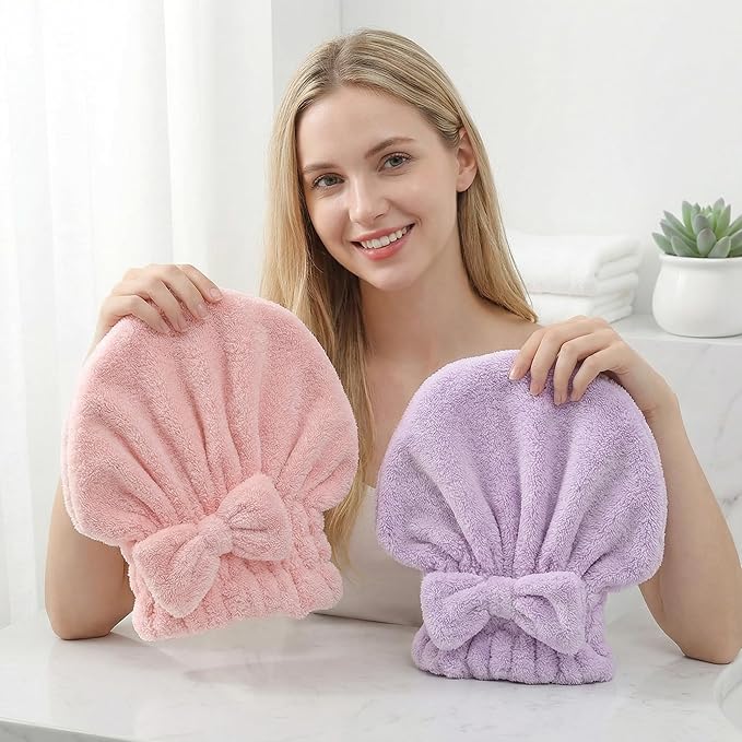 Microfiber Hair Towel Wrap for Thick Damaged Hair, Quick Drying Hair Turban by Unknown