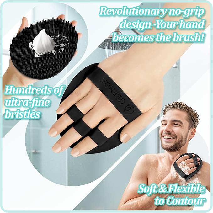 Silicone Body & Face Scrubber Set, 360° Anti-Slip & Hand-fit Silicone Shower - Image 6