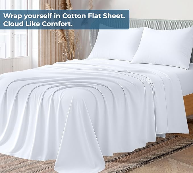Royale Linens 100% Organic Cotton Full Flat Sheet Only - Image 2