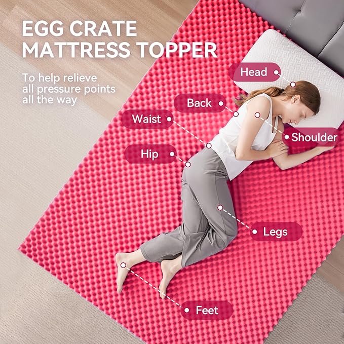 SINWEEK 2 Inch Egg Crate Memory Foam Mattress Topper Twin Size, Soft Mattress - Image 2