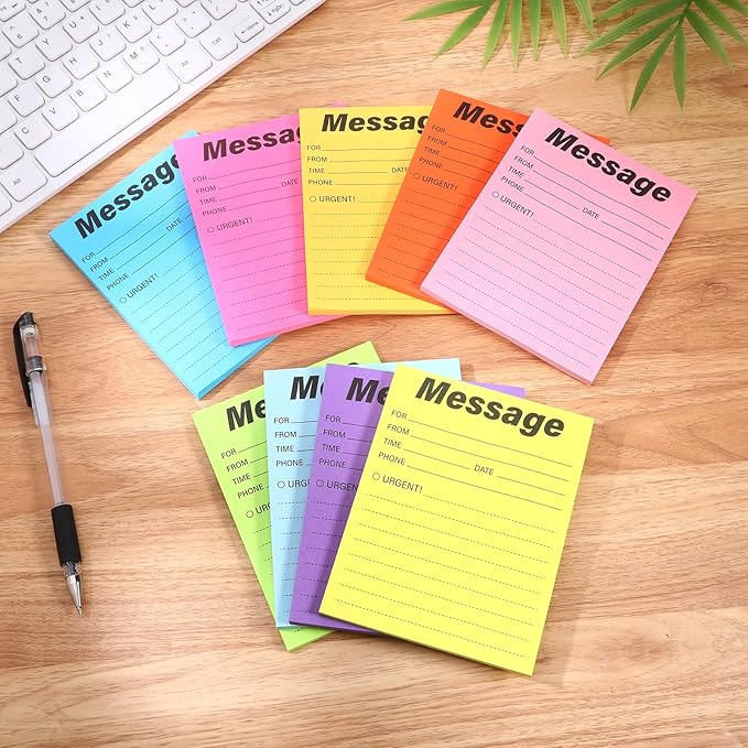 9 Pieces Phone Message Pads for Office Sticky Notes, Telephone Message Pads Sticky Notes 4 x 6 Inch Assorted Colors, Self Adhesive Urgent Record Pad Book for Work Call Office Supplies, 50 Sheets/Pack